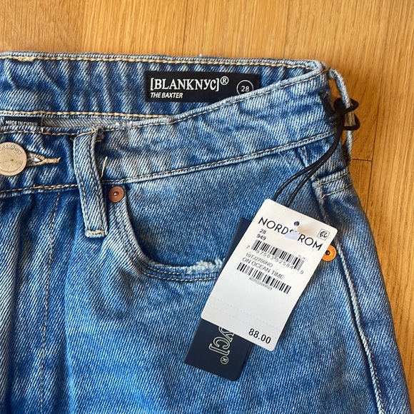 Blank NYC The Baxter Ocean Time Ribcage Straight Distressed Ankle Jean High Rise - Picture 4 of 5